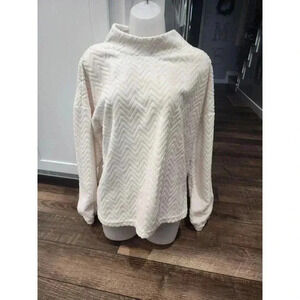 Maurices Sweatshirt Womens XL Pullover Mock Neck White/ Peach